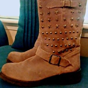 ALPE Western Boots Brown Suede with Star Studs Wom